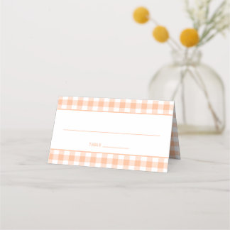 Persikor och White Land Gingham Placeringskort