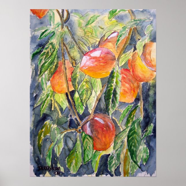 Persikor, persikor, levande konst poster (Framsidan)
