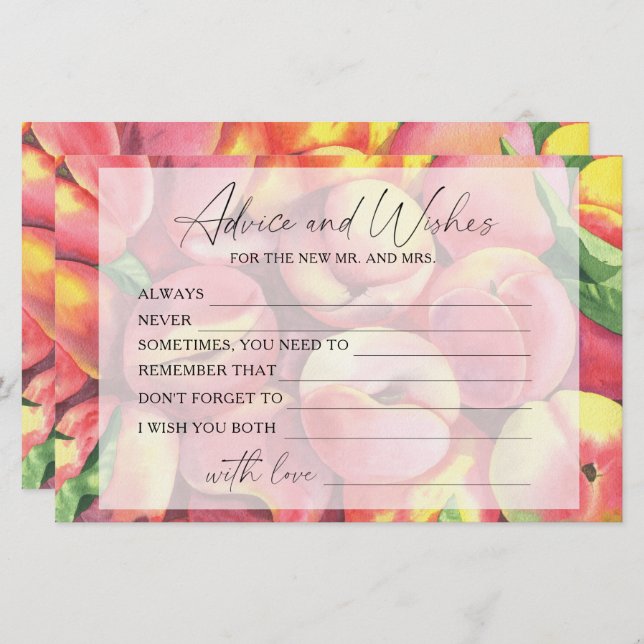 Persikor - råd och önskemål möhippa brevpapper (Fram/baksida)