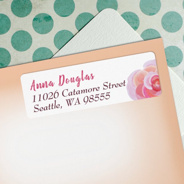 Persikor, Rosa Botaniska Garden Ro Springtime Returadress Etikett (peach coral orange pink rose flower return address labels graduation party invitations botanical)