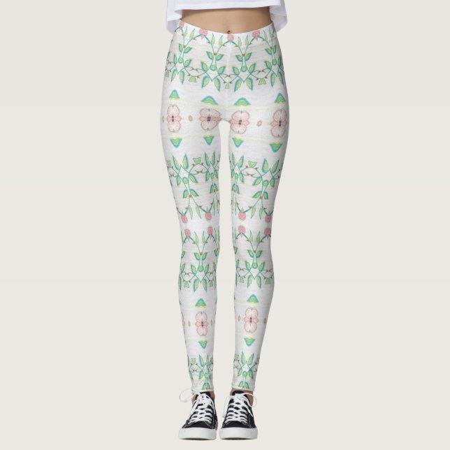 Persikor Rosa och Grönt Leggings (Framsida)