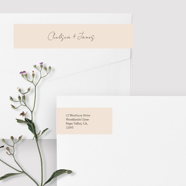  persikor | Script Welcome Bröllop Adress Etikettband (Skapare uppladdad)