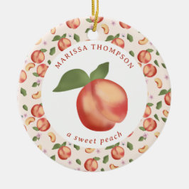 Persikor Sweet Peach Flicka Julgransprydnad Keramik