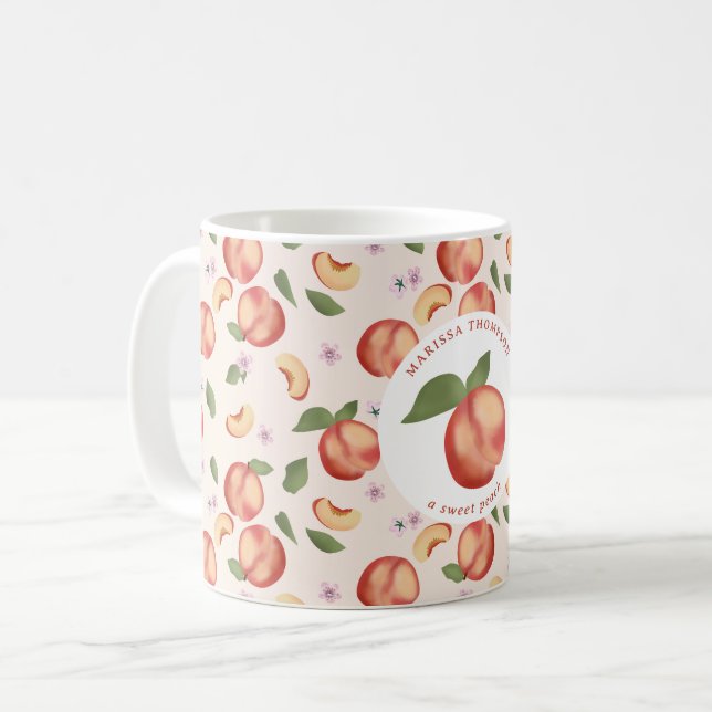 Persikor Sweet Peach Flicka Kaffemugg (Framsida vänster)