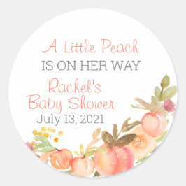 Persikor tema för baby shower favor steckare runt klistermärke