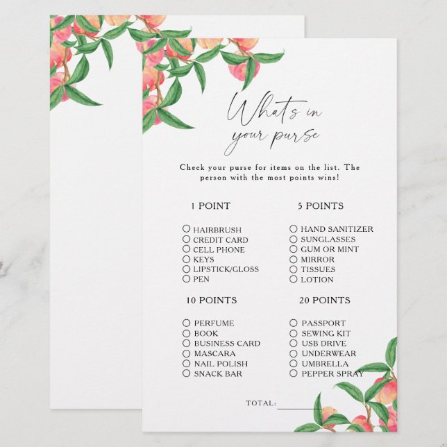 Persikor - Vad är det i ditt handväska? (Fram/baksida)