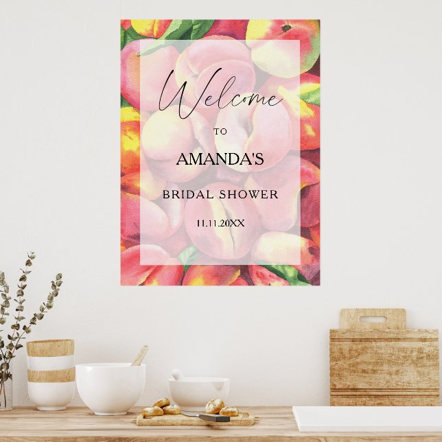 Persikor - välkomsttecken för möhippa poster (Kök)