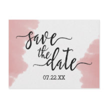 Persikorall Akvarell Bröllop Spara datum