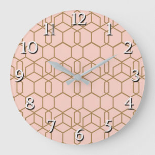 Persikorange Rodnad & Guld Modern Boho Geometrisk  Stor Klocka