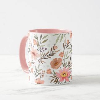 Persikorosa blomsterbotanisk mugg