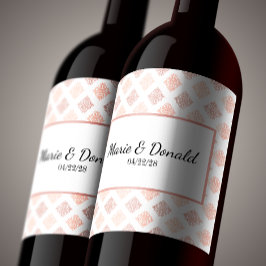 Persikorosa Damask Vinflaska Etikett