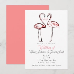 Persikorosa Flamingos Flamingo Elegant Bröllop Inbjudningar
