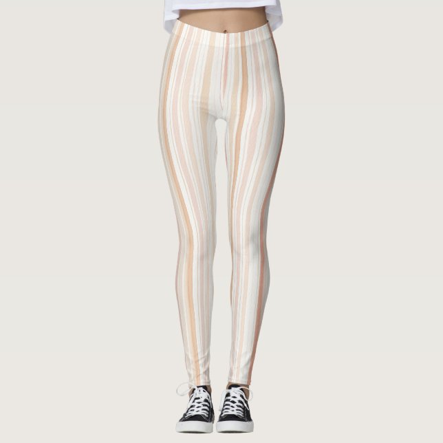 Persikorosa Krämränder  Leggings (Framsida)