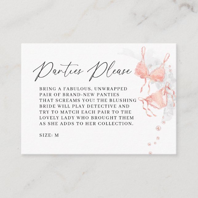 Persikorosa underkläder Bröllopsdusch Tilläggskort (Framsida)