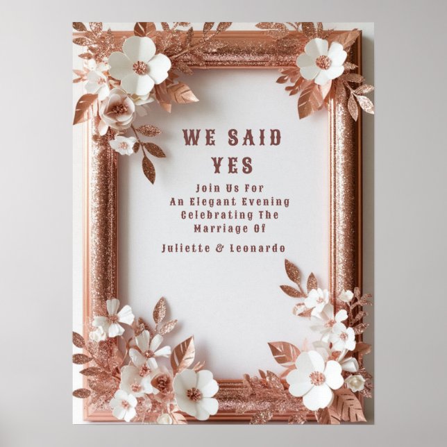 💍 Persikorosor Roséguld Bröllop Dekoration Vår 🌸 Poster (Framsidan)