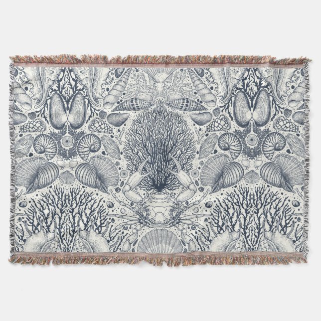 Persikoskatter, siashells, krabba, koraller och al filt (Framsidan)