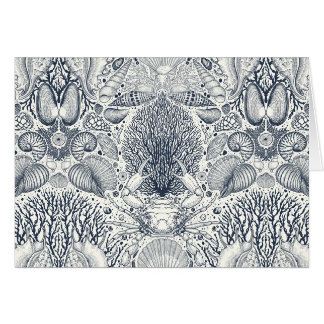 Persikoskatter, siashells, krabba, koraller och al hälsningskort (Framsidan Horizontal)