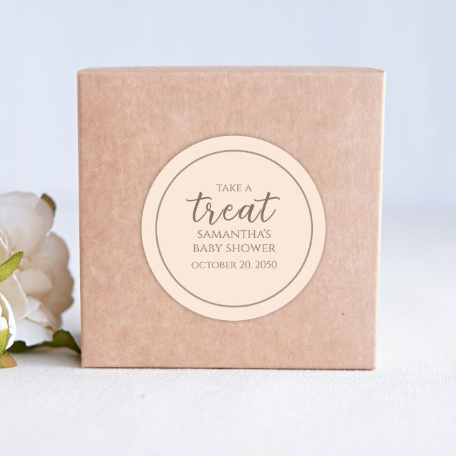 Persikoskript - enkel Behandla babyvisningsprogram Runt Klistermärke (Skapare uppladdad)