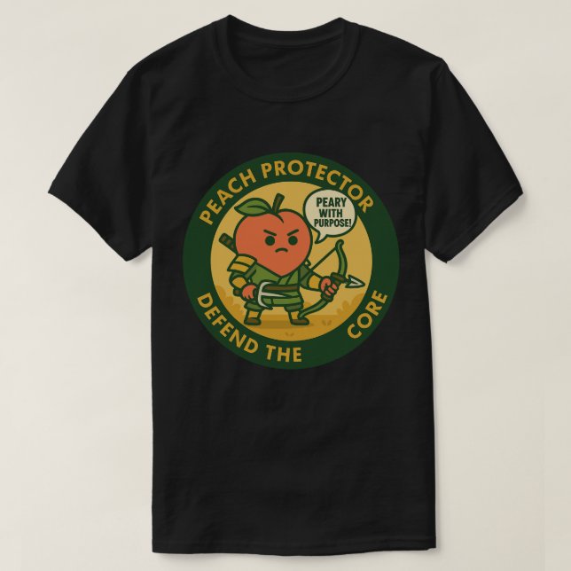 Persikoskydd Försvarar Kärnan  T Shirt (Design framsida)