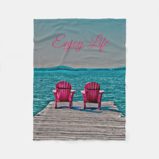 Persikostolar med livstugan Rustic Sjö Fleecefilt (Framsidan)