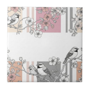 Persikostreckad blommig fågel Elegant (10) Kakelplatta