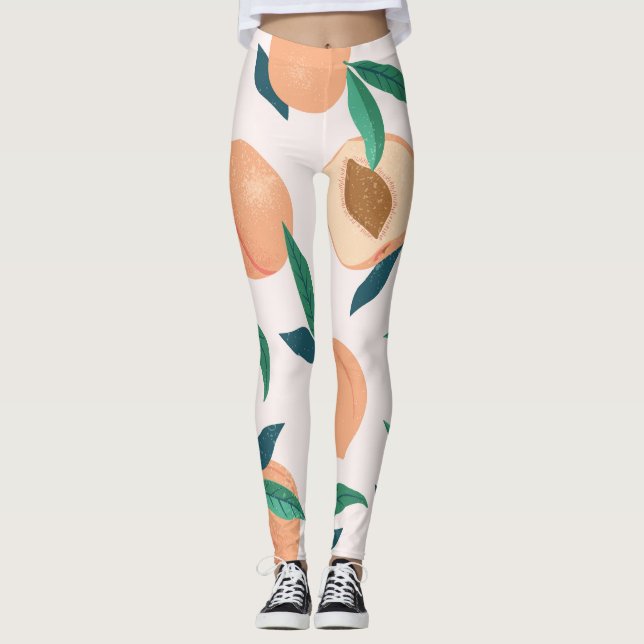Persikot: Tropiskt sjölöst Mönster. Leggings (Framsida)