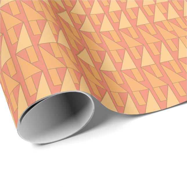 Persikotriangel Geometric Presentpapper (Rullad Hörn)