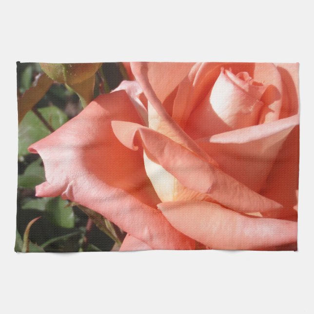 Persikrosa ros kökshandduk (Horisontell)