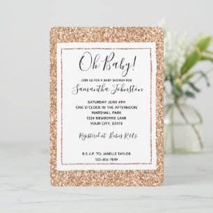 Persikroséguld Rodnad Glitter Glitz Inbjudningar