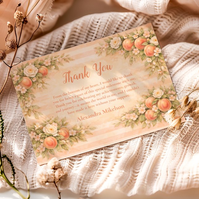 Persikträdgård 1-årsdag tack kort (Skapare uppladdad)