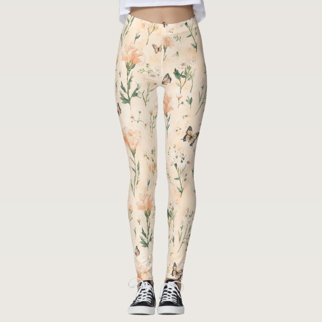Persilj fjärilar Blommig Leggings (Framsida)