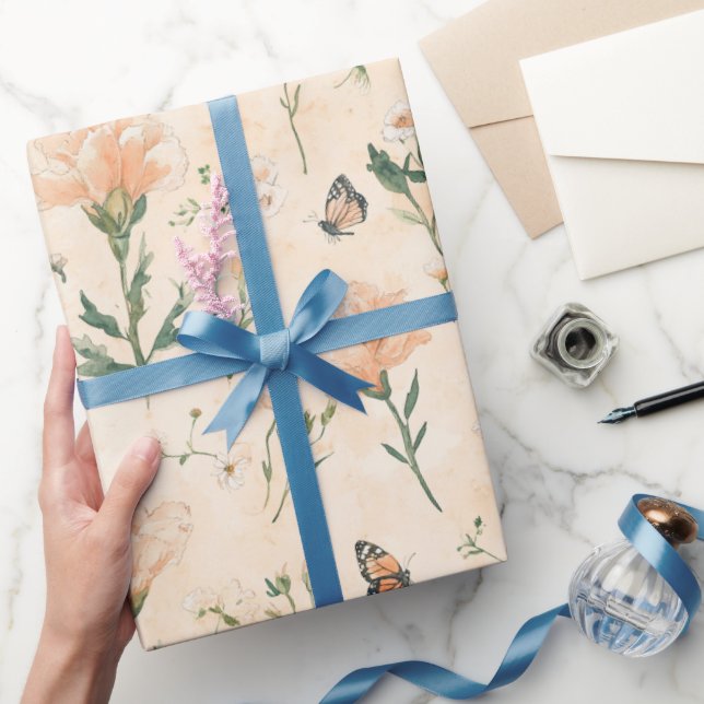 Persilja Fjärilar Blommig Bröllopsdusch Presentpapper (Gifting)