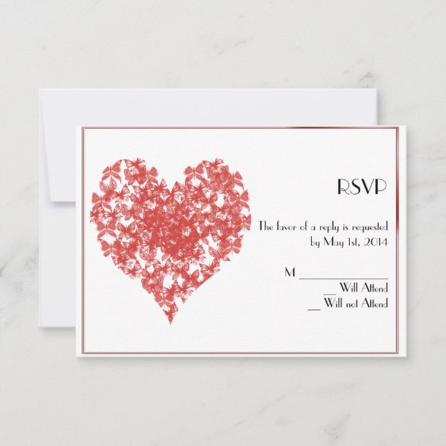 Persimmon Butterfly Heart Responcard OSA Kort (Framsida)