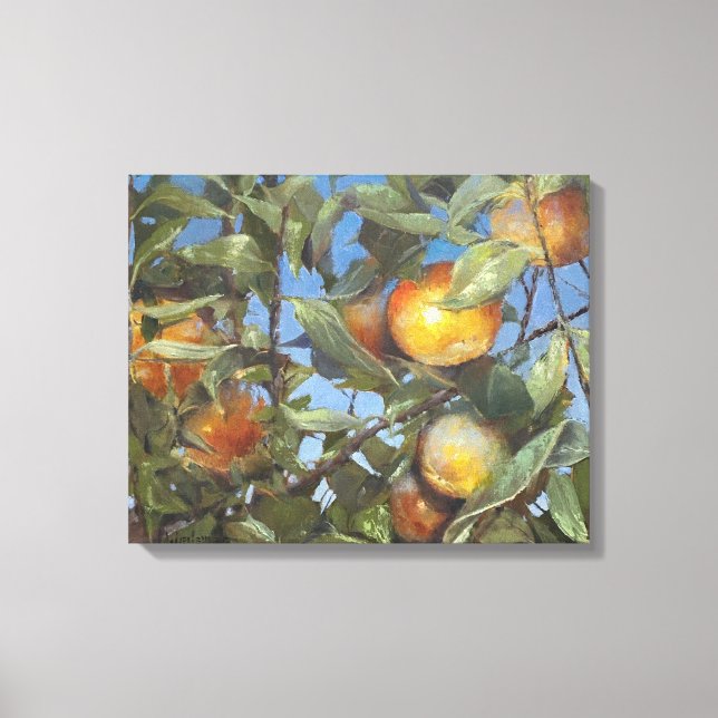 Persimmon Fruit Träd Bevalt Original Artwork Canvastryck (Framsida)