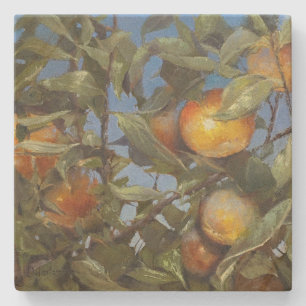 Persimmon Fruit Träd Bevalt Original Artwork Stenunderlägg