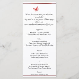 Persimmon Ro Butterfly Heart Bröllop Menu Meny