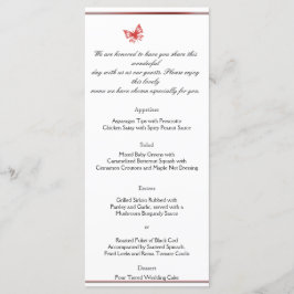 Persimmon Ro Butterfly Heart Bröllop Menu Meny