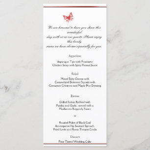 Persimmon Ro Butterfly Heart Bröllop Menu Meny