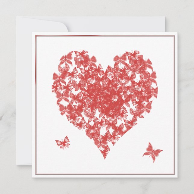 Persimmon Ro Butterfly Heart Wedding bjudande Inbjudningar (Framsida)