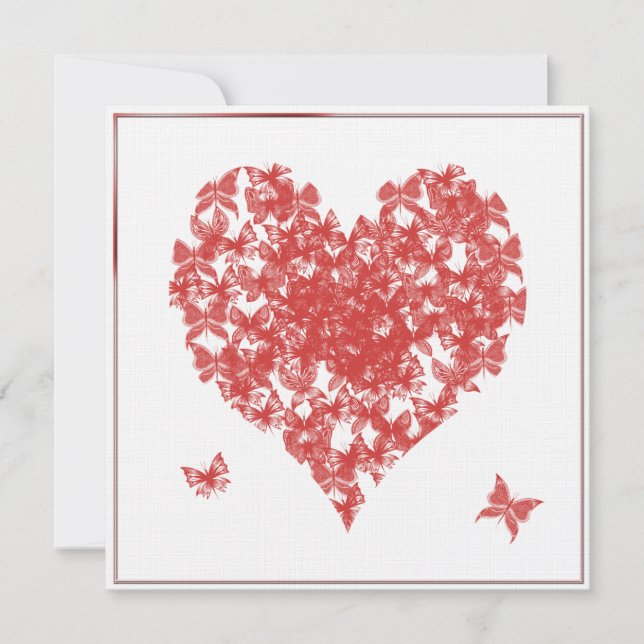 Persimmon Rose Butterfly Heart Anniversary Inbjudningar (Framsida)
