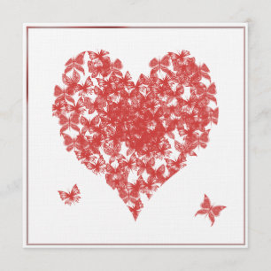 Persimmon Rose Butterfly Heart Anniversary Inbjudningar