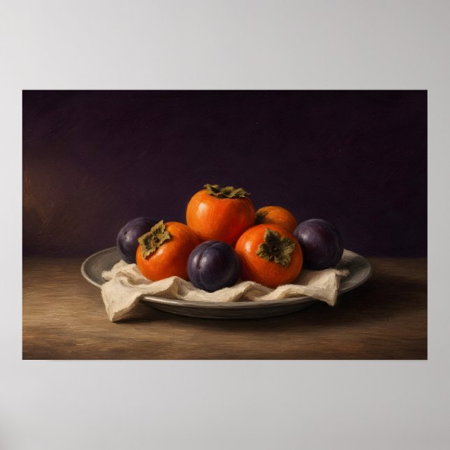 Persimmon Supper Frukt Stilleben Affisch (Framsidan)