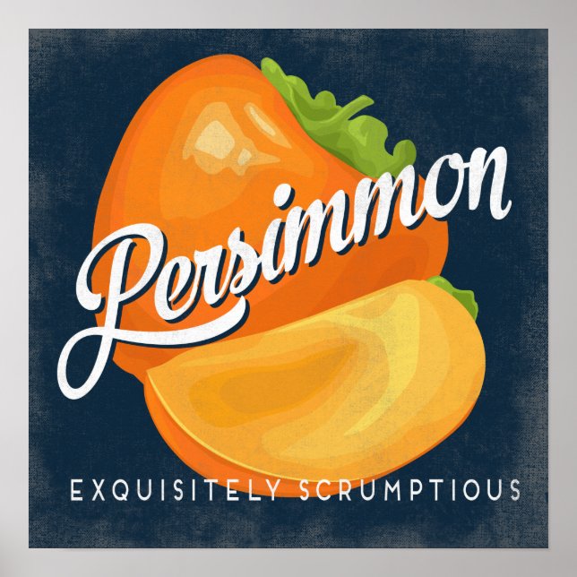 Persimmon Vintage Fruit Label Poster (Framsidan)