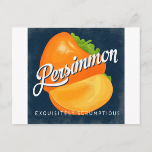 Persimmon Vintage Fruktetikett Retro Vykort