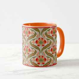Persimmon Wildblommor Damask Coffee Mugg