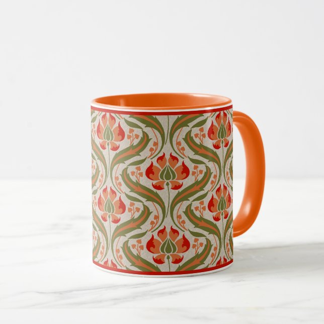 Persimmon Wildblommor Damask Coffee Mugg (Framsida höger)