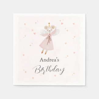 Persinalized Pastel Pink Baby Mouse Cute Napkin Pappersservett