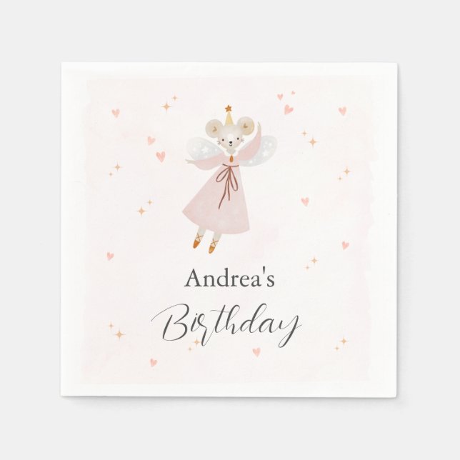 Persinalized Pastel Pink Baby Mouse Cute Napkin Pappersservett (Framsidan)