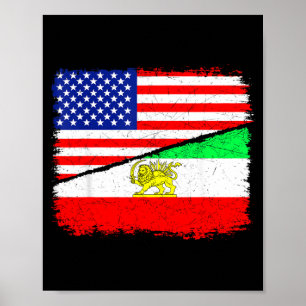 Persisk amerikansk flagga USA Persien rötter arv Poster