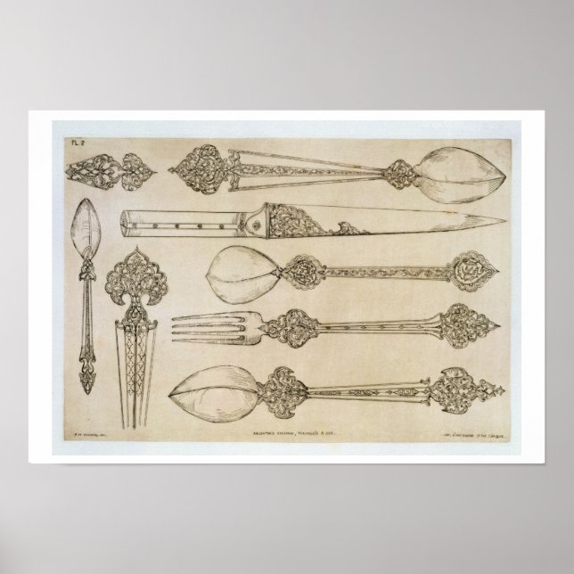 Persisk design för daglig silver-bestick från " poster (Framsidan)